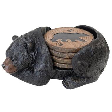 Loon Peak Polyresin Sleeping Black Bear 4 Piece Coaster Set Wayfair